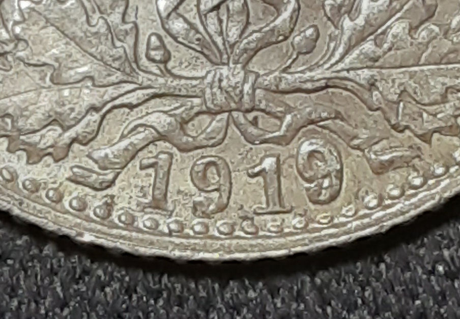 Unusual-Re-Punched-Date-On-Germany-1919-D-Half-Mark